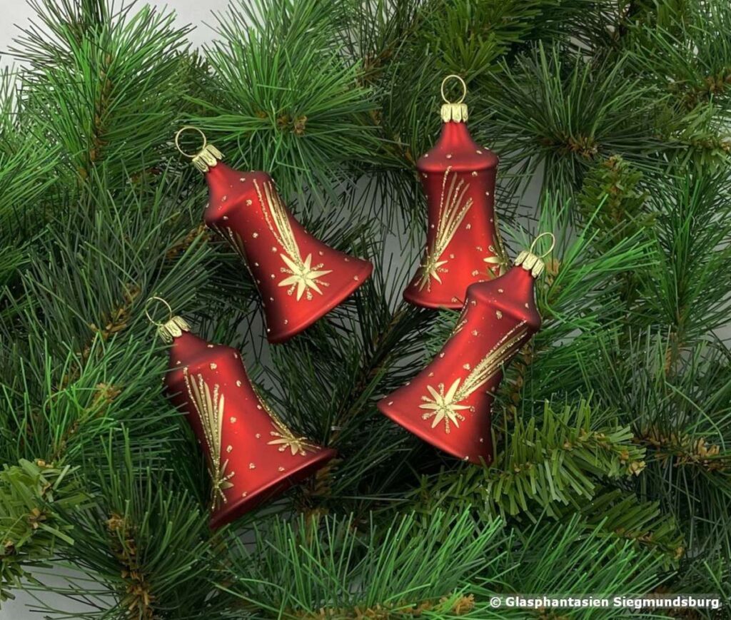 Glocken mit Klöppel Christbaumschmuck aus Glas